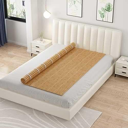 Imagen Conjunto de descanso colchon de bambu enrollable listones de madera almohadilla plegable mejora tu descanso