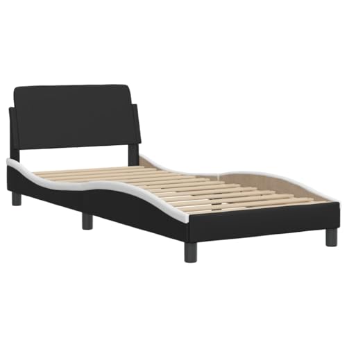 Imagen Cama vidaxl con colchon y somier individual base curvada de cuero sintetico