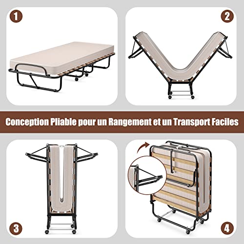 Imagen Cama plegable goplus con colchon viscoelastico de 10cmideal para invitados