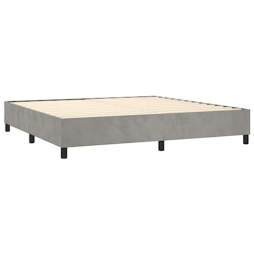 Imagen Despierta renovado en la lujosa cama box spring terciopelo gris claro 200x200 cm