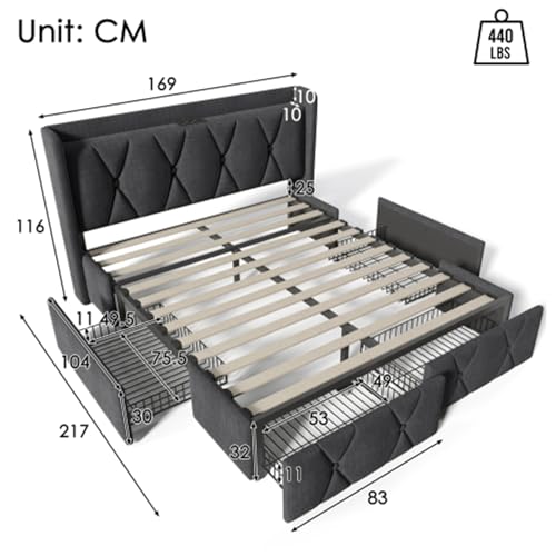 Imagen Cama doble elegante y funcional con usb integrado y almacenaje