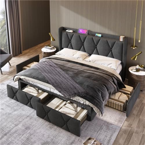 Imagen Cama doble elegante y funcional con usb integrado y almacenaje