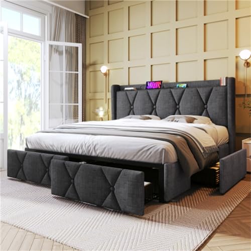 Imagen Cama doble elegante y funcional con usb integrado y almacenaje