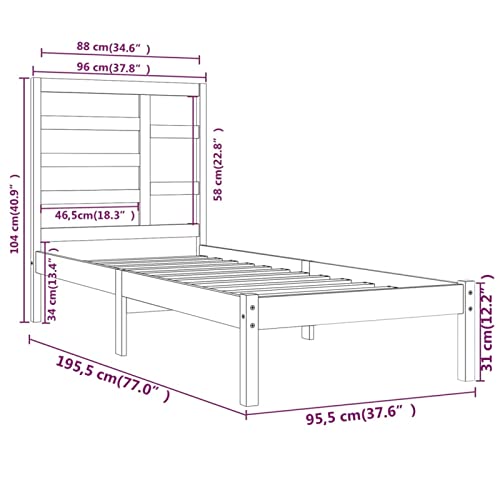 Imagen Base de cama zeyuan estructura individual en madera maciza 90x190 cm