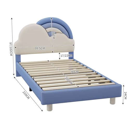 Imagen Cama individual ajustable con cabecera robusta y practica en azul