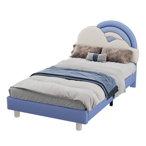 Imagen Cama individual ajustable con cabecera robusta y practica en azul