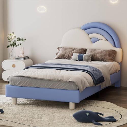 Imagen Cama individual ajustable con cabecera robusta y practica en azul