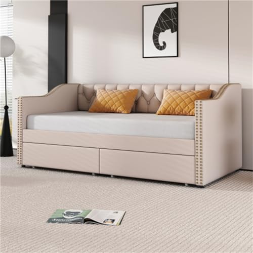 Imagen Cama infantil sofa beige con almacenamiento ideal para adolescentes y niños