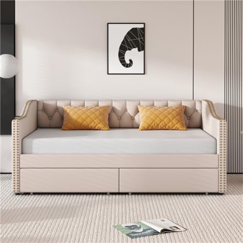 Imagen Cama infantil sofa beige con almacenamiento ideal para adolescentes y niños