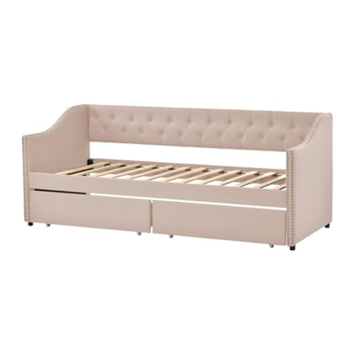 Imagen Cama infantil sofa beige con almacenamiento ideal para adolescentes y niños