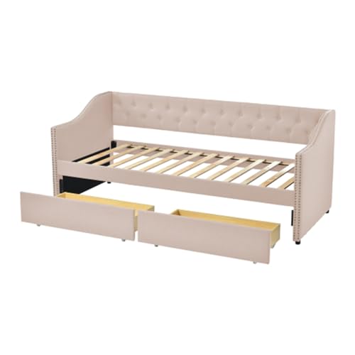 Imagen Cama infantil sofa beige con almacenamiento ideal para adolescentes y niños