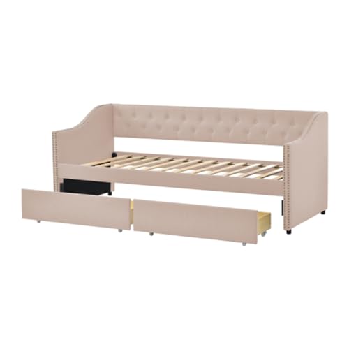 Imagen Cama infantil sofa beige con almacenamiento ideal para adolescentes y niños