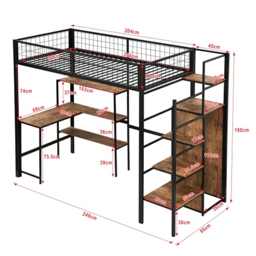 Imagen Cama alta multifuncional para adolescentes y adultos