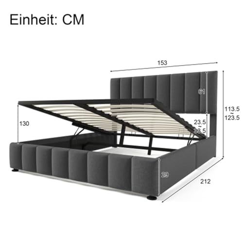 Imagen Cama matrimonial hidraulica con diseño moderno y gran espacio de almacenamiento en gris y arena