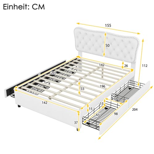 Imagen Modernidad y funcionalidad cama tapizada con plataforma y almacenamiento