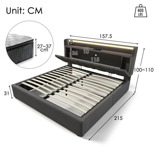 Imagen Cama doble de lujo con usb led y cabecera amplia