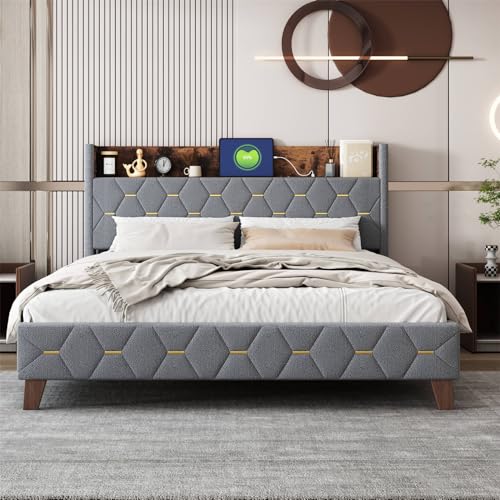 Imagen Cama doble con almacenamiento y cargador usb ideal para adultos y adolescentes en color gris