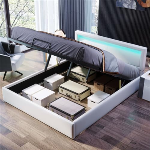 Imagen Cama contemporanea con led y almacenamiento