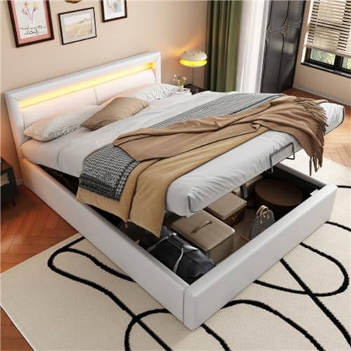 Imagen Cama contemporanea con led y almacenamiento