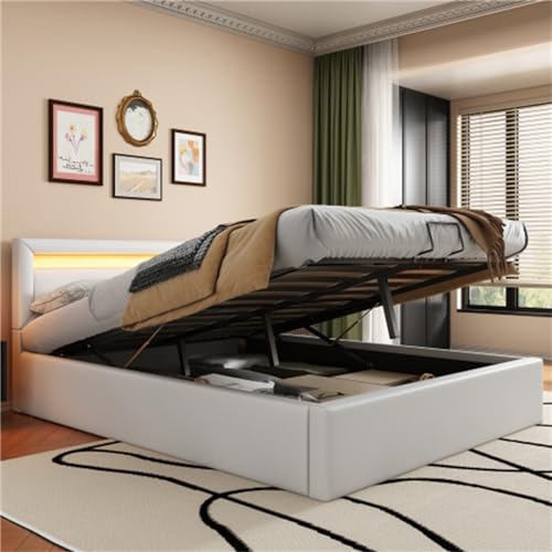 Imagen Cama contemporanea con led y almacenamiento