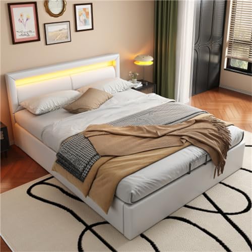 Imagen Cama contemporanea con led y almacenamiento