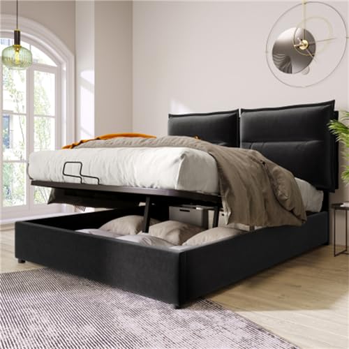 Imagen Cama doble hidraulica 140x200 cm estilo y comodidad en negro incluye colchon