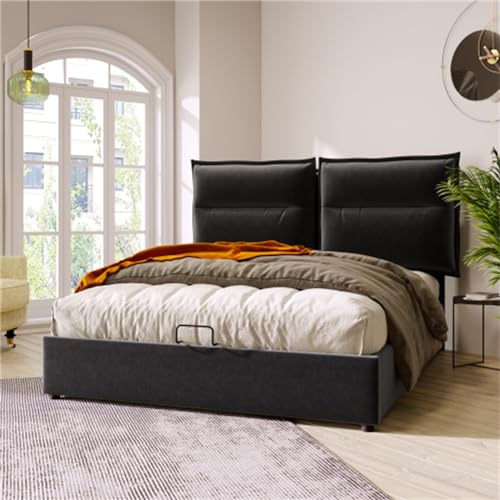 Imagen Cama doble hidraulica 140x200 cm estilo y comodidad en negro incluye colchon