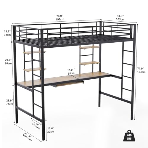 Imagen Cama alta de acero con todo incluido para dormitorios pequeños