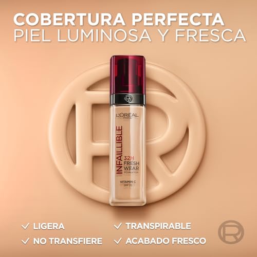 Imagen Base de maquillaje loreal infaillible 32h fresh wear tono ambre