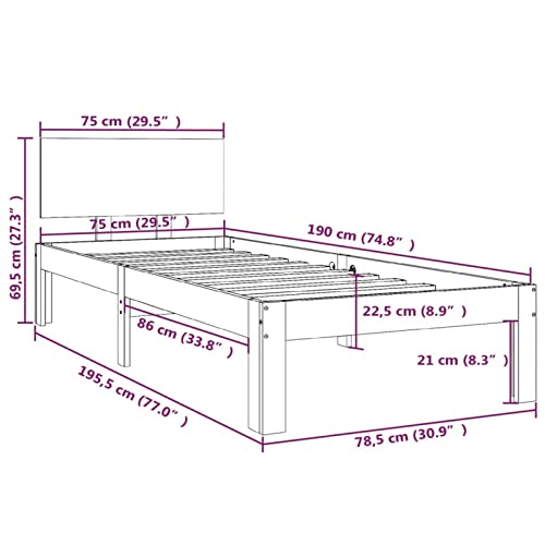 Imagen Base cama individual de madera maciza zeyuan 75x190 cm