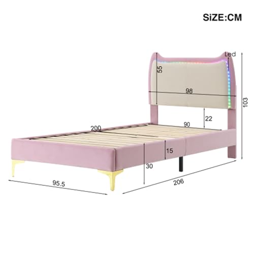 Imagen Cama infantil animal led rosa y blanco 90x200 cm diversion y lujo