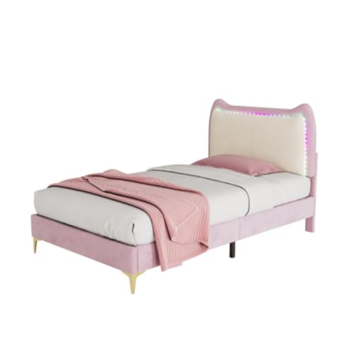 Imagen Cama infantil animal led rosa y blanco 90x200 cm diversion y lujo