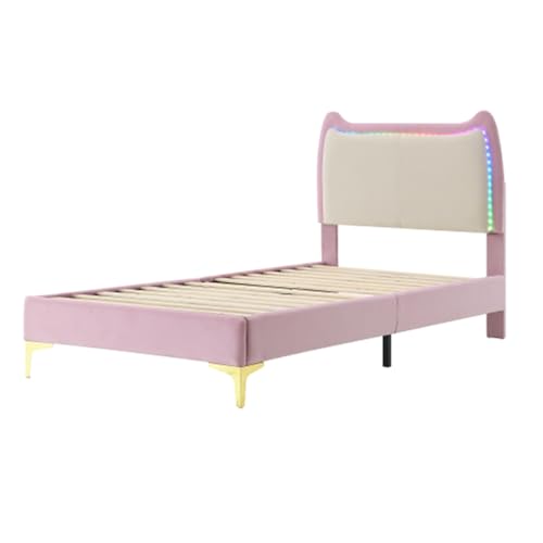 Imagen Cama infantil animal led rosa y blanco 90x200 cm diversion y lujo