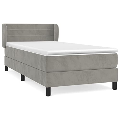 Imagen Cama box spring lappoh terciopelo gris oscuro 90x200 cm