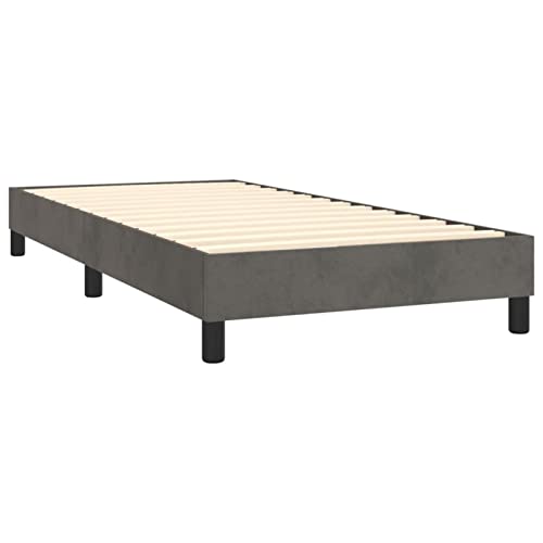 Imagen Cama box spring lappoh terciopelo gris oscuro 90x200 cm