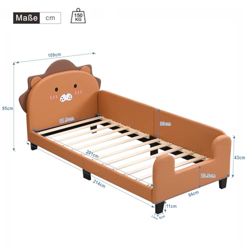 Imagen Descubre la cama infantil 90x200 cm en color naranja simple y duradera