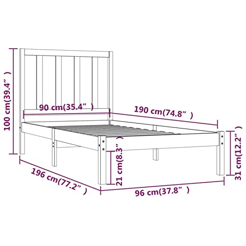 Imagen Base somier de caña negra 90x190 cm estructura de madera maciza