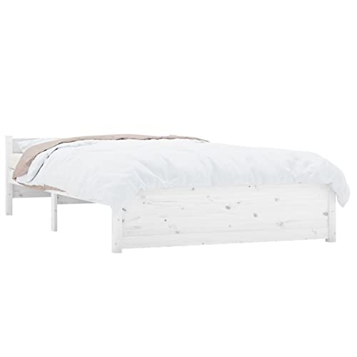 Imagen Cama de madera maciza zhoumin blanco 120x190 cm - elegancia y calidad en tu dormitorio