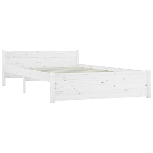 Imagen Cama de madera maciza zhoumin blanco 120x190 cm - elegancia y calidad en tu dormitorio