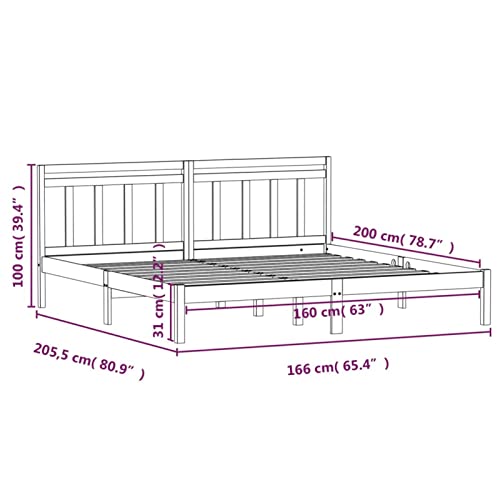 Imagen Base de cama individual de madera maciza pino blanco 160x200 cm