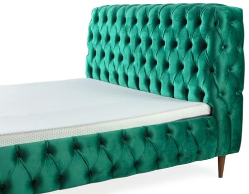 Imagen Cama doble chesterfield de lujo en verdemarron - descanso con estilo