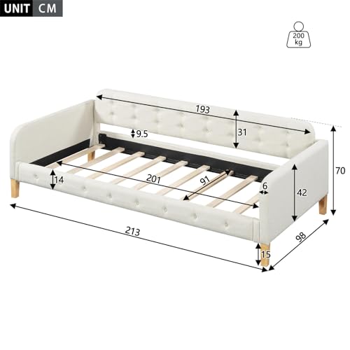 Imagen Compacta y elegante sofa cama juvenil 90x200cm en beige