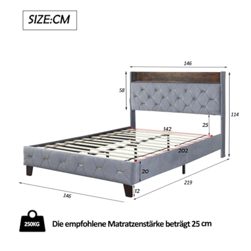 Imagen Cama tapizada con puerto usb y cabecero de almacenamiento elegancia y comodidad en tu dormitorio