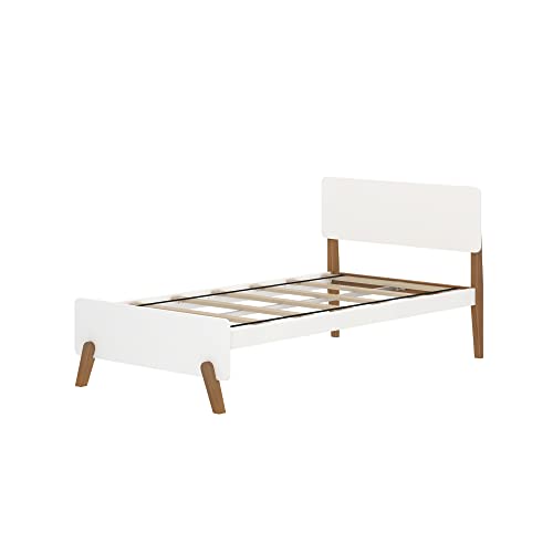 Imagen Marco cama individual mid-century madera maciza blanconuez