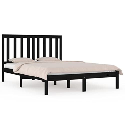 Imagen Base de cama moonairy elegante y resistente en pino negro 120x200 cm