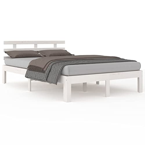 Imagen Base de cama de madera maciza blanca 140x190 cm junzai calidad y estilo