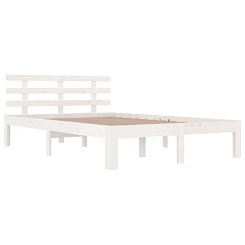 Imagen Base de cama de madera maciza blanca 140x190 cm junzai calidad y estilo