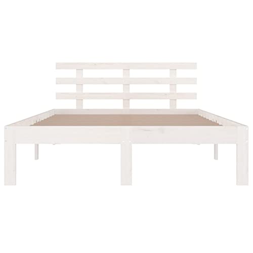 Imagen Base de cama de madera maciza blanca 140x190 cm junzai calidad y estilo