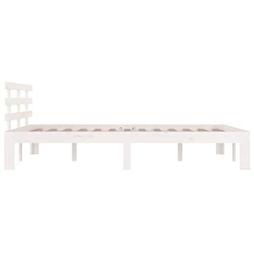 Imagen Base de cama de madera maciza blanca 140x190 cm junzai calidad y estilo