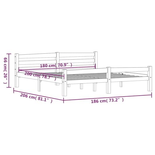 Imagen Ciadaz estructura de cama juvenil en madera maciza pino gris oscuro 180x200 cm